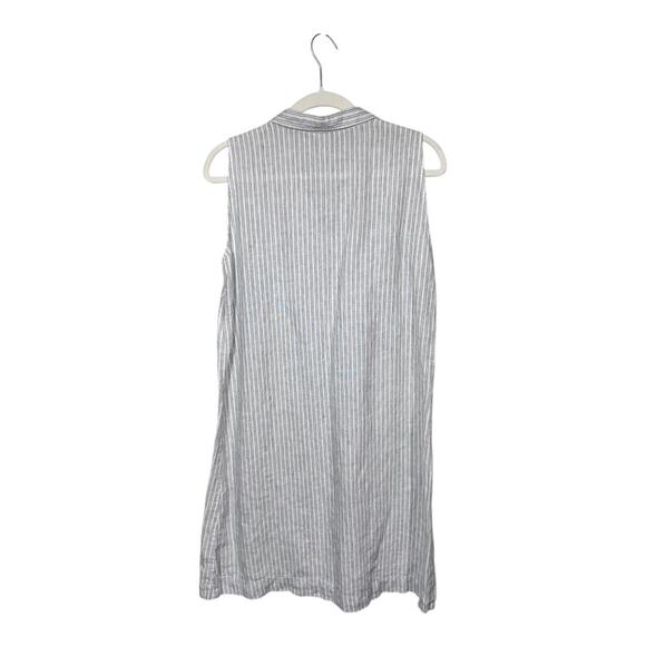 Women's Garnet Hill Striped Sleeveless Button-Front Linen Shirt Dress - Size 8 - Picture 2 of 5